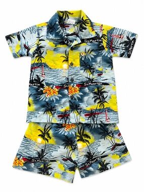 EUC Rima Tropical Hawaiian Set - Yellow & Blue Beach Boy Set